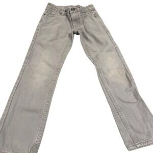 Request Boys Jeans Pants Size 8 Light Gray Denim Straight‎ Leg stains on knee